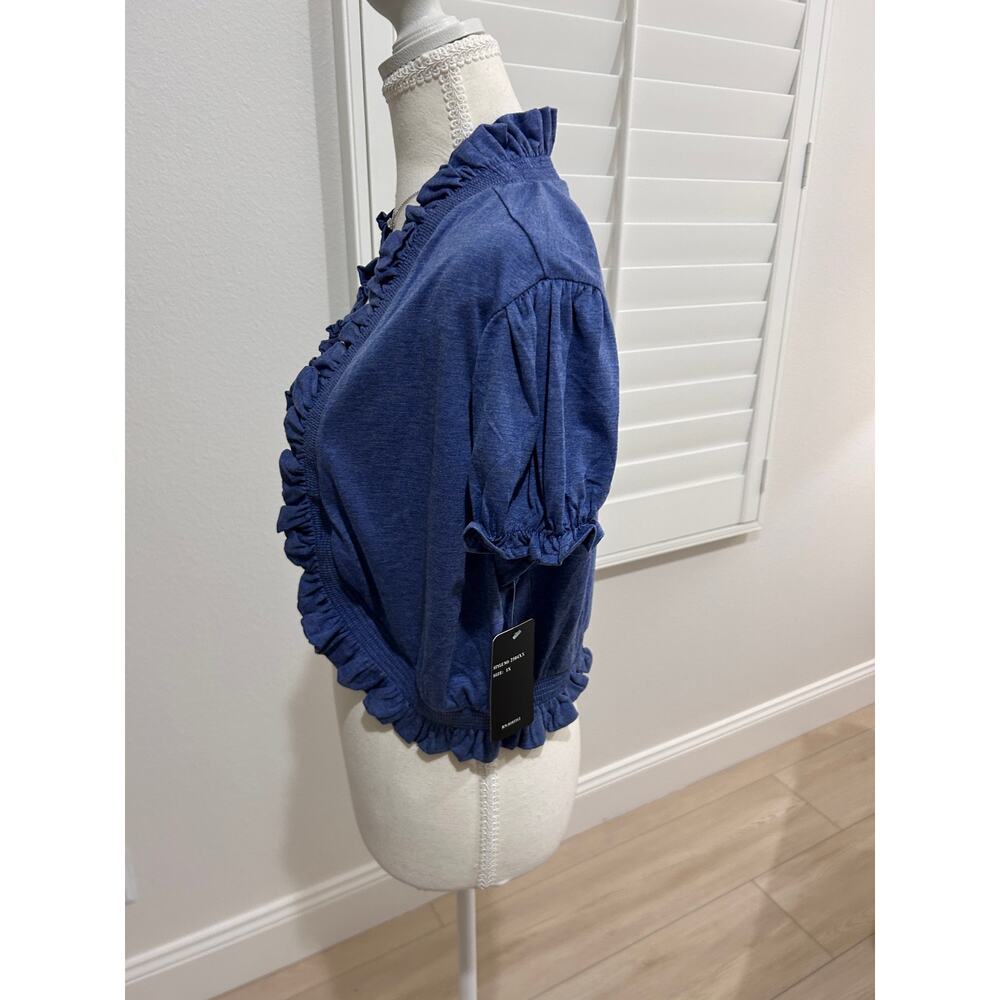 Romantic Ruffled Blue Shrug Just Love Womens 1X - Picture 2 of 8